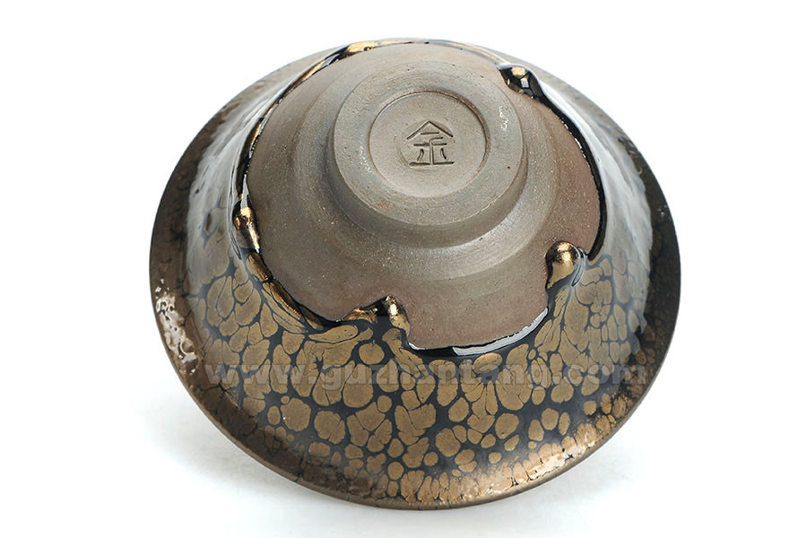 专注建阳建盏【金油滴撇口盏】【黄美金】作品