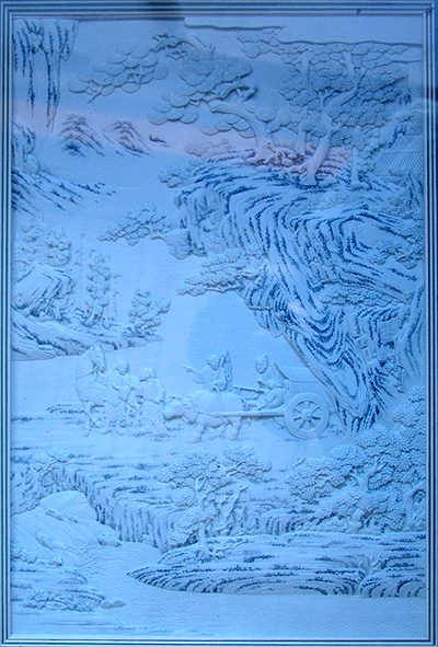 高档作品【山水浮雕陶板画|名家范金梅作品_作品库_紫砂之家