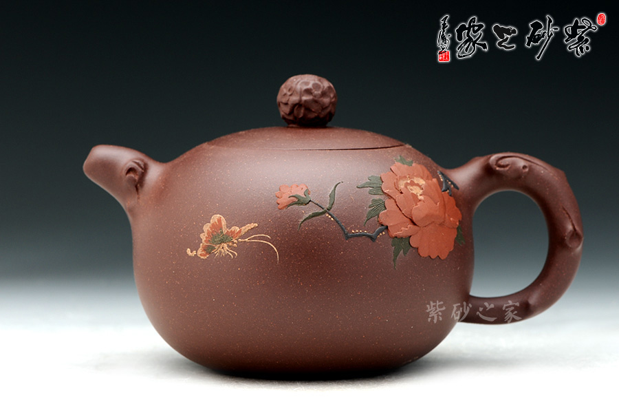 高档宜兴紫砂壶【圆珠牡丹 紫砂壶名家【史林芳】作品 泥料