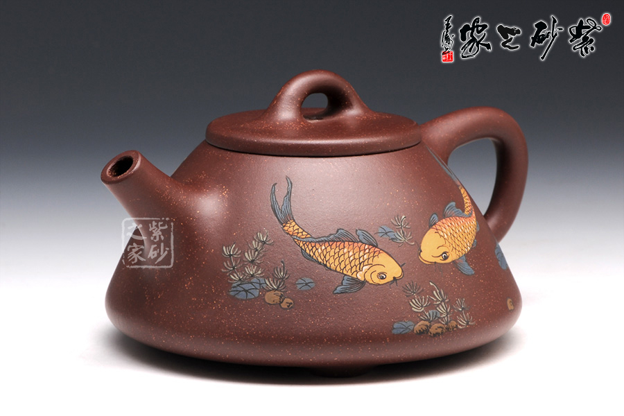 高档作品【泥绘石瓢(鱼)】|名家王亮作品_作品库_紫砂
