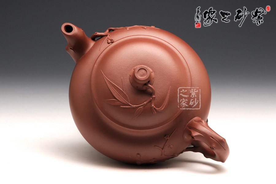 高档宜兴紫砂壶【梅竹清泉壶 紫砂壶名家【钱丽媛】作品 泥料