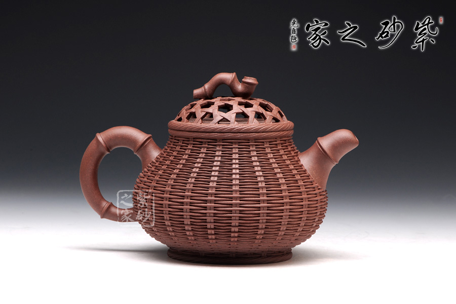 高档宜兴紫砂壶【大竹编潘壶】 | 紫砂壶名家【钱菊萍