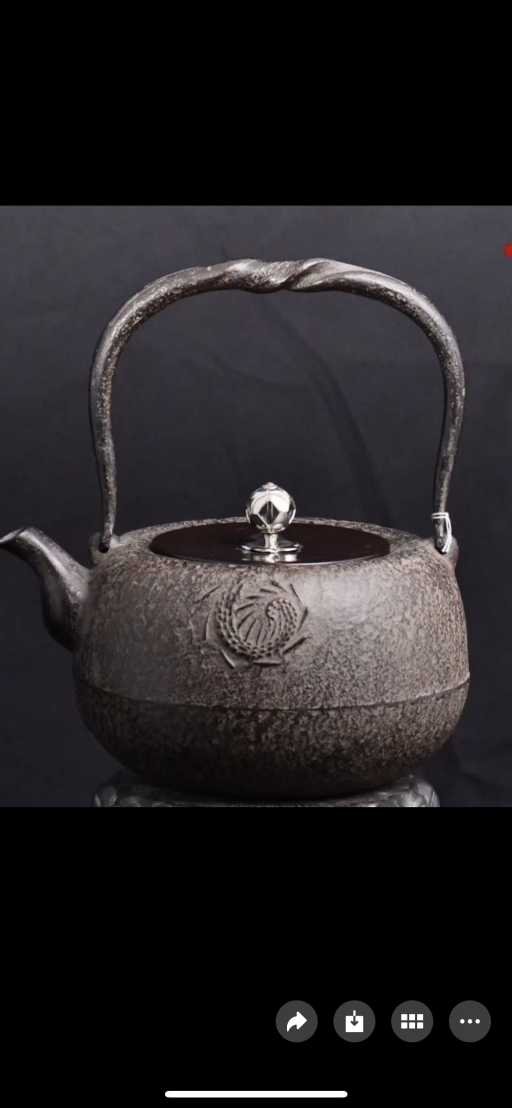 岩户铸造所 丸龙砂铸铁壶（银摘）