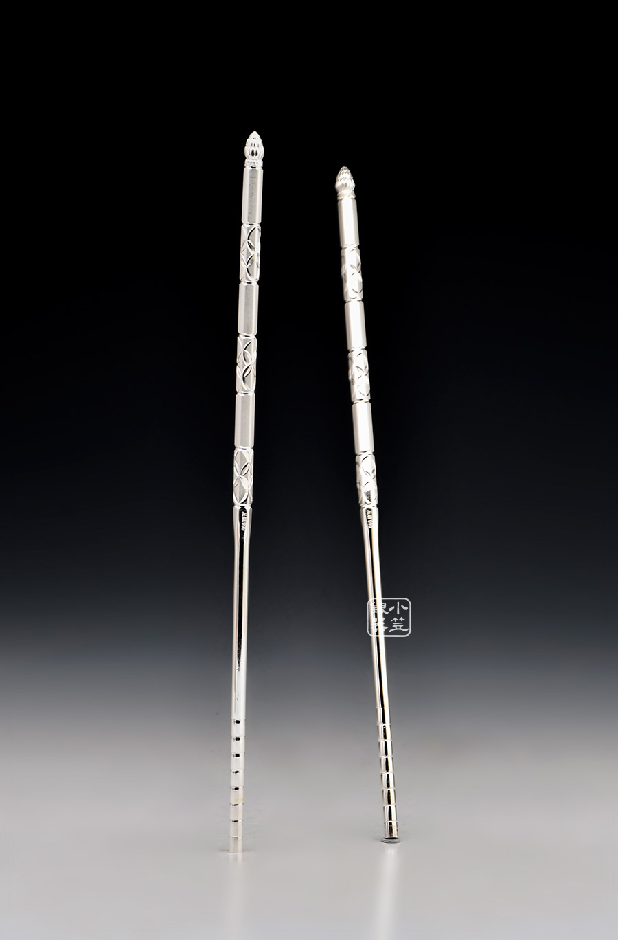 小笠银器 纯手工龙凤银筷子