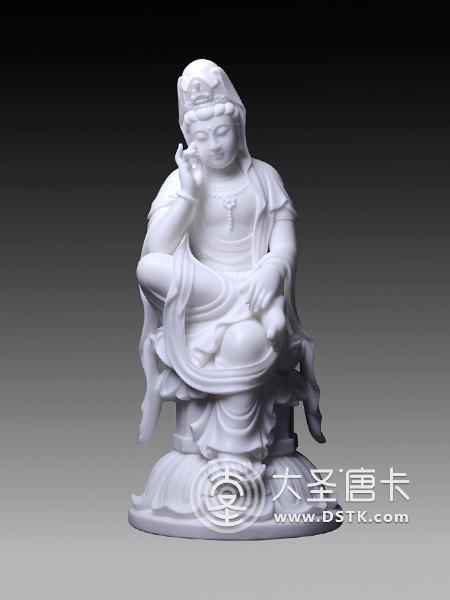 思维观音汉白玉68cm