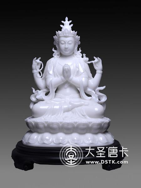 四臂观音汉白玉50cm