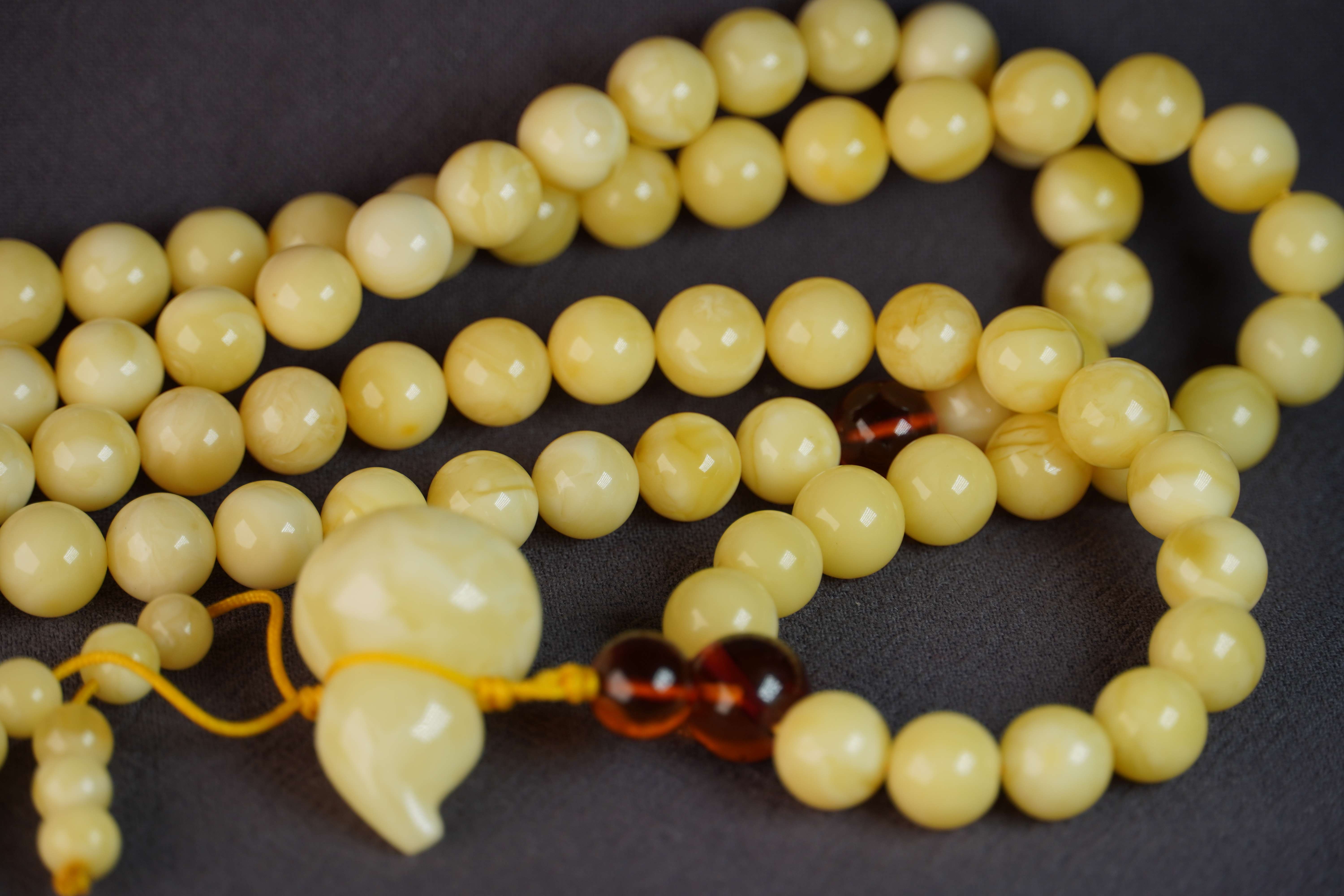 高档作品【蜜蜡白花108串】|名家蜜蜡作品_作品库_紫砂之家