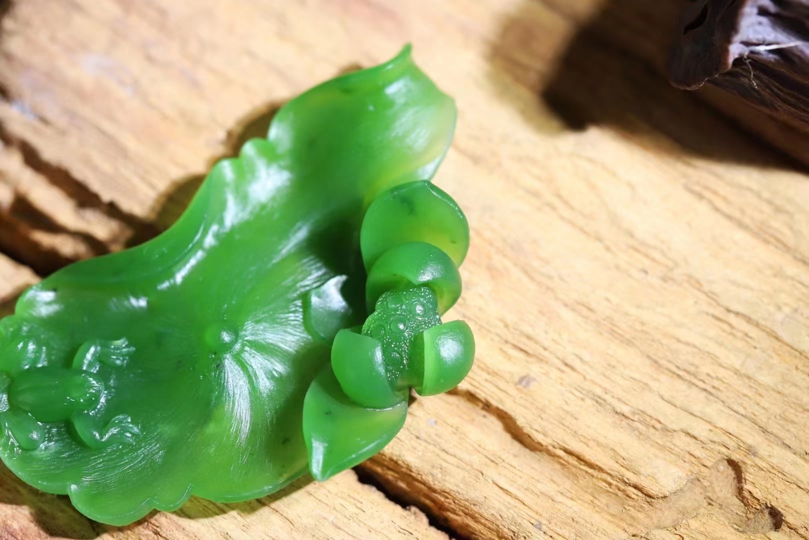 碧玉荷叶香插笔洗