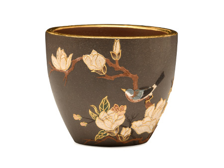 玉兰花鸟金杯