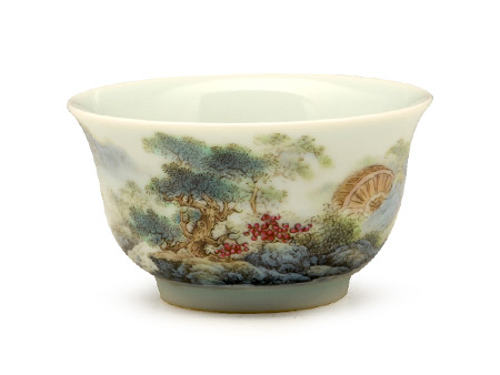 粉彩山水杯