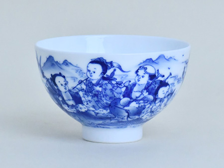 九段妙手八仙婴戏大鸡心杯