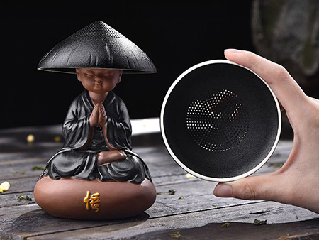 黑陶紫砂小和尚茶宠茶漏