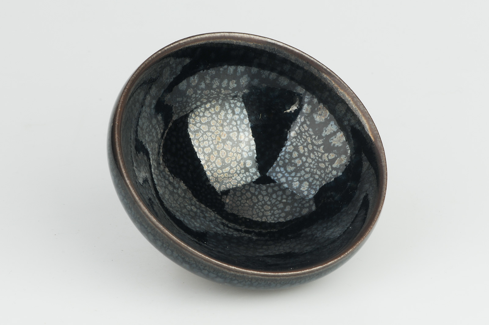 专注建阳建盏【孔雀蓝油滴敛口盏】【孙福昆】作品 | —古盏堂商城