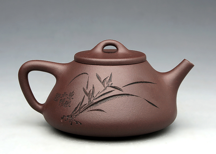高档作品【紫泥石瓢(刻绘)】|名家刘一飞作品_作品库_紫砂之家