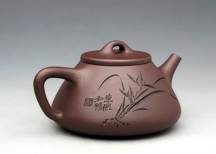 高档作品【紫泥石瓢(刻绘)】|名家刘一飞作品_作品库_紫砂之家