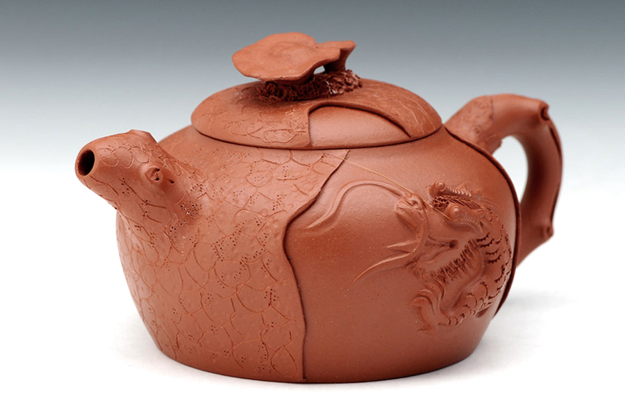 高档宜兴紫砂壶【蘑菇龙供春】 | 紫砂壶名家【陈彩敏】作品 | 泥料