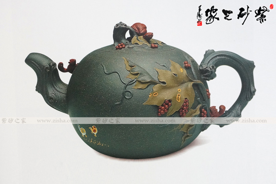 高档作品【松鼠葡萄壶|名家桑黎兵作品_作品库_紫砂之家