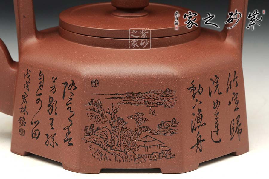 高档作品【八方提梁(明月)】|名家陈宏林作品_作品库_紫砂之家