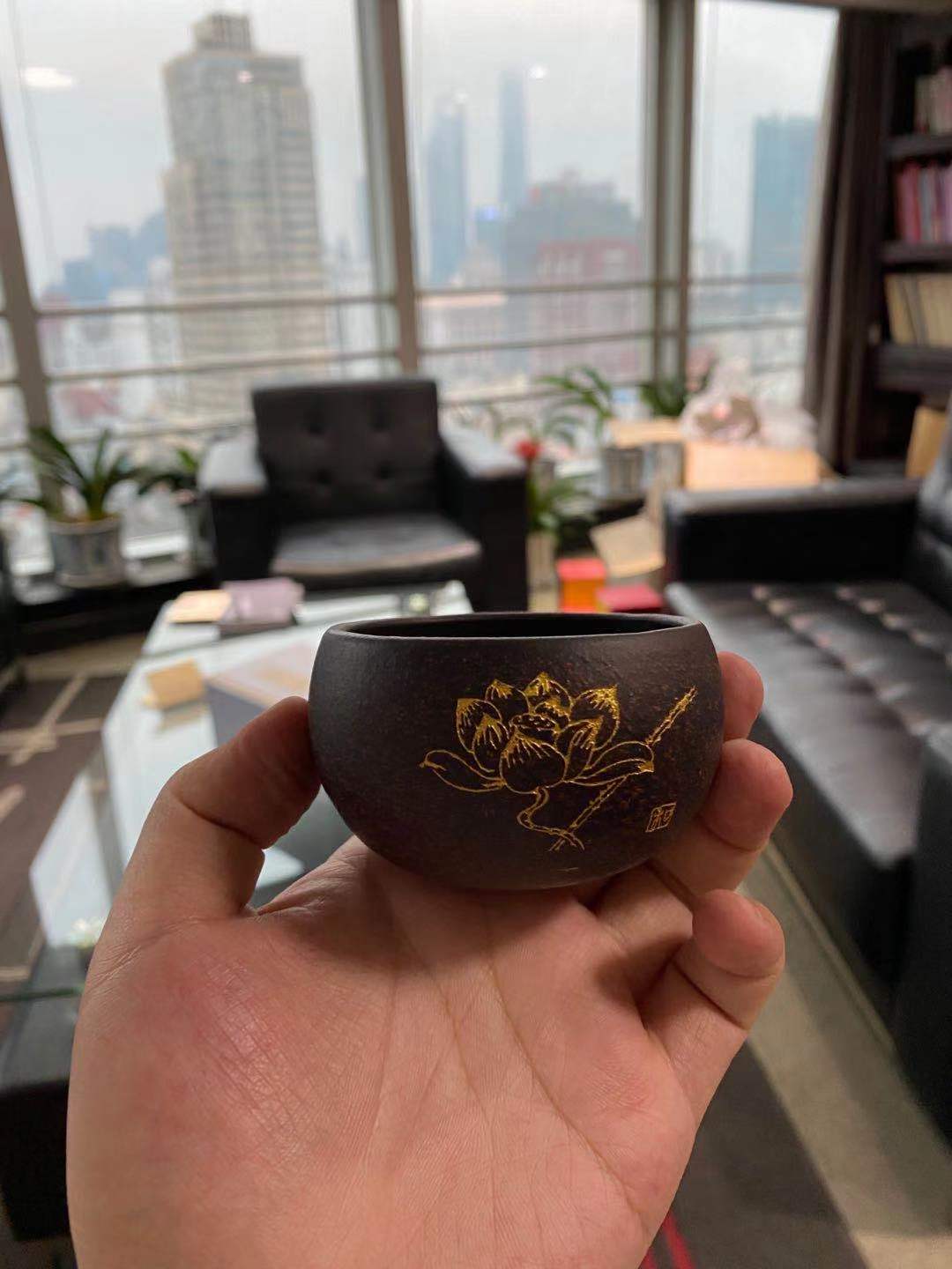 黑金砂荷花品茗杯