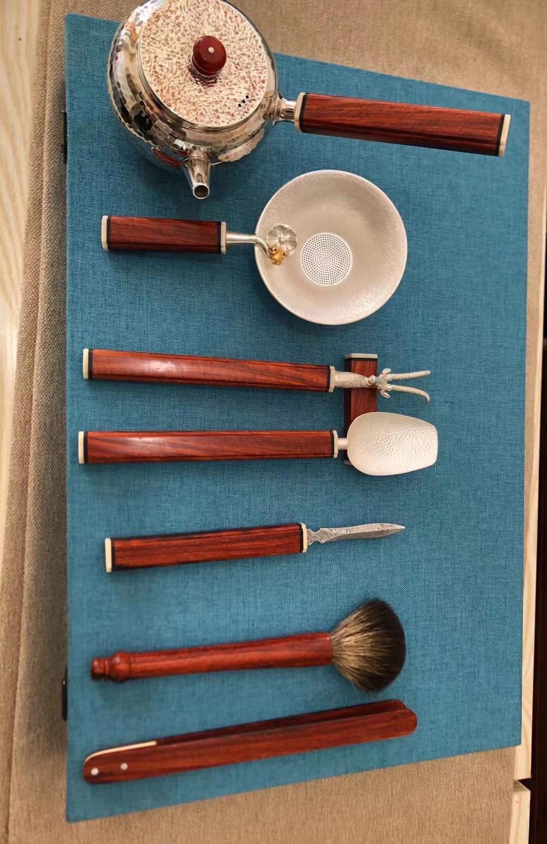 纯银&小叶紫檀·八君子