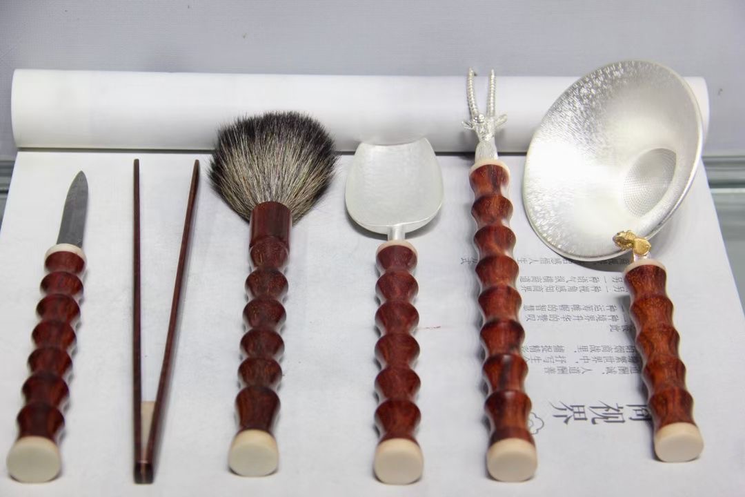 茶礼银器六君子