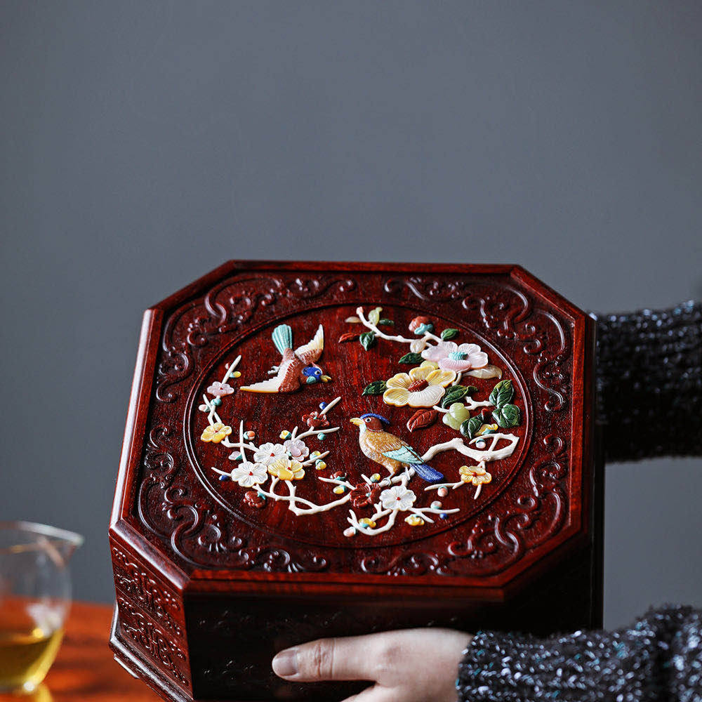 喜鹊登梅茶盒