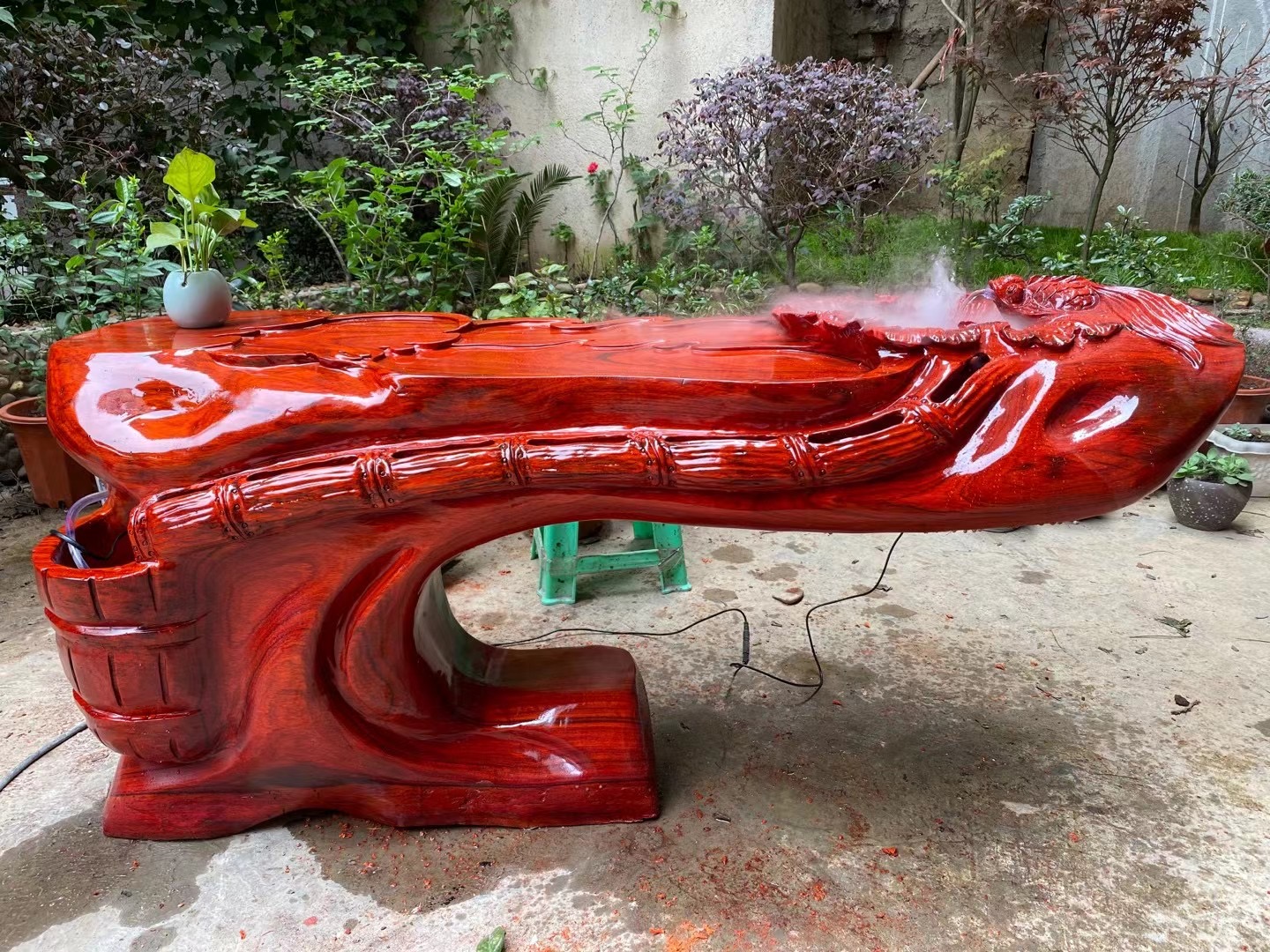 红花梨茶台•锦鲤