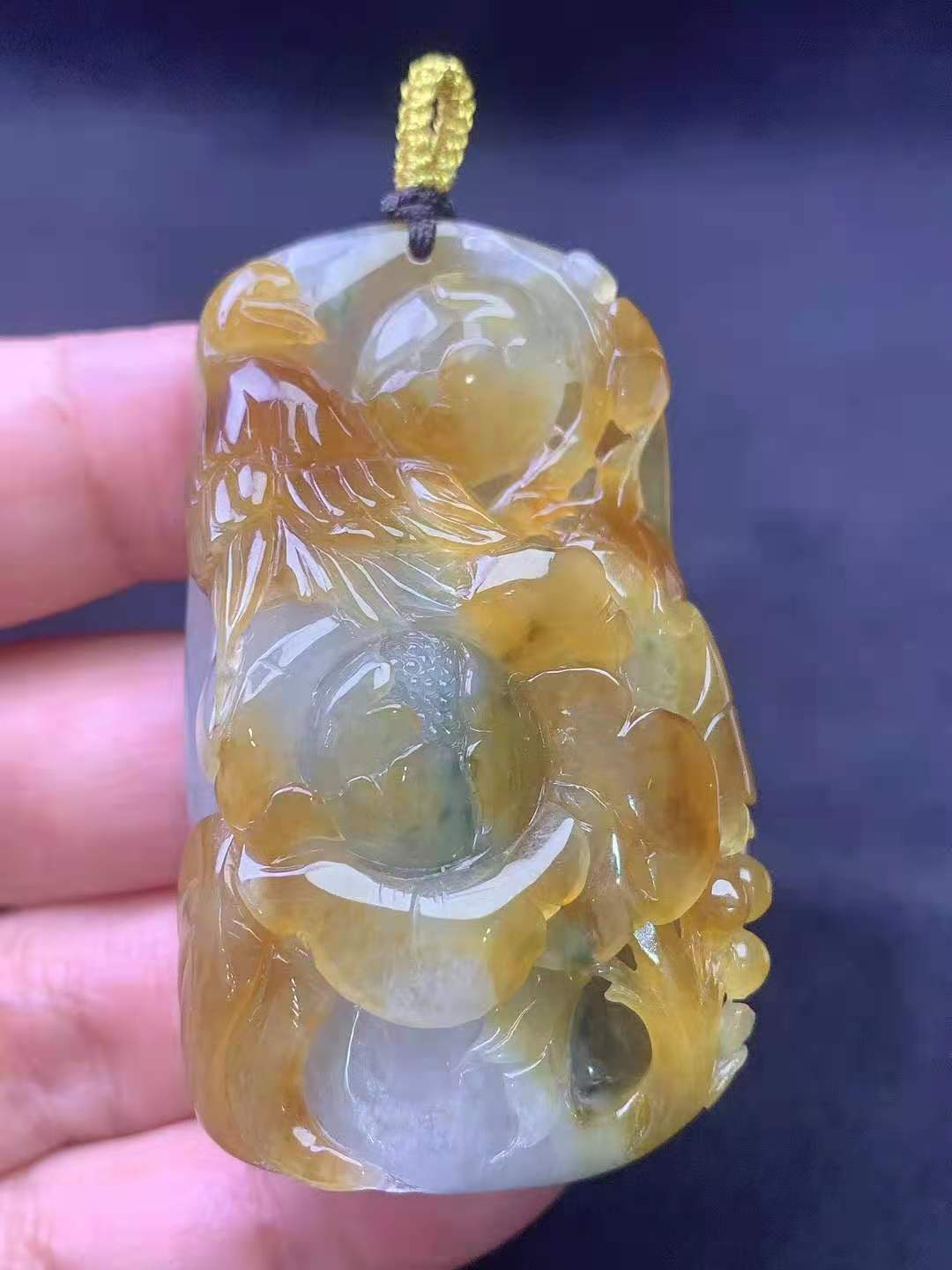 天然黄翡精《花开富贵喜雀报喜》
