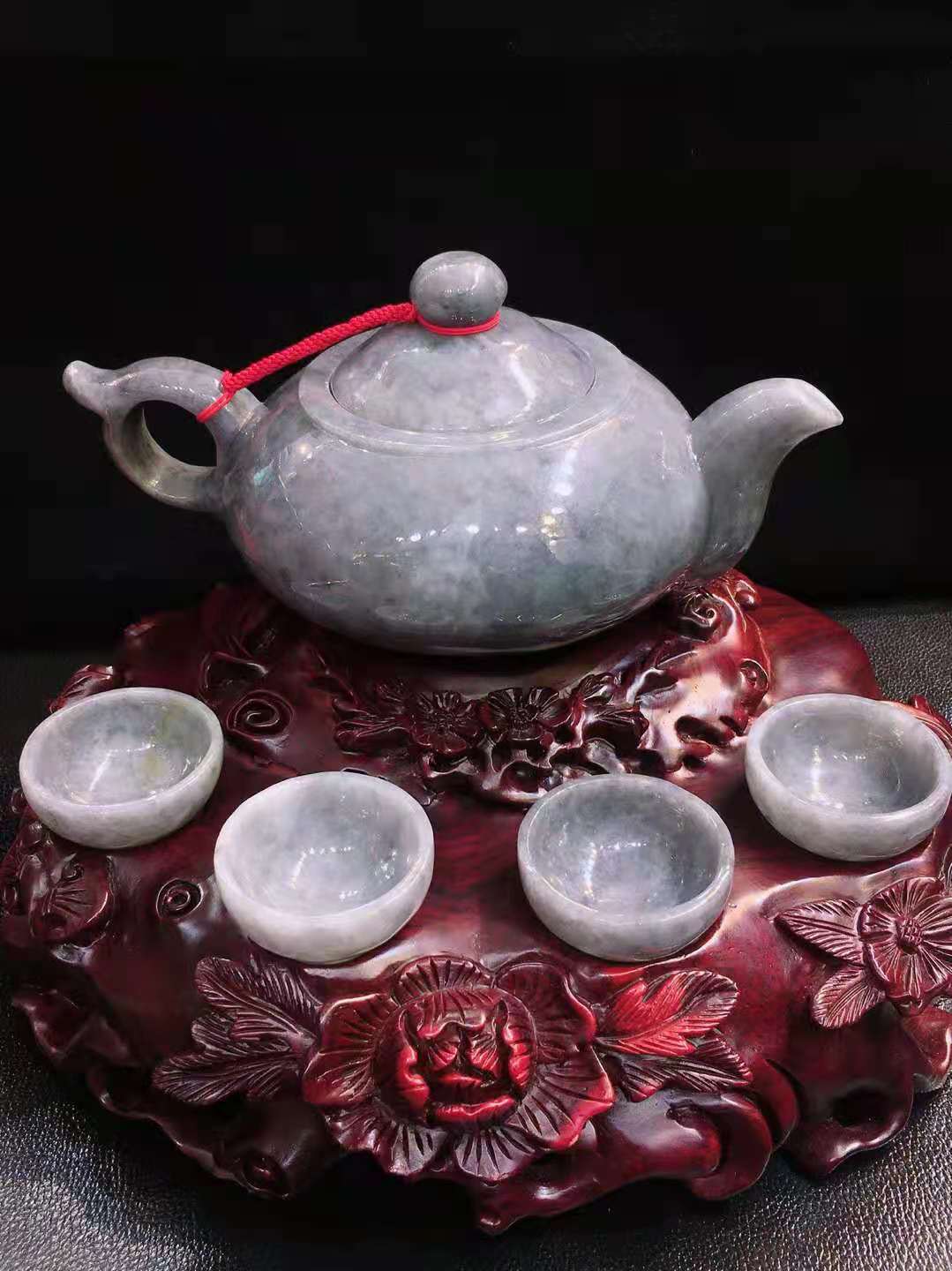 糯种乌鸡茶壶套装加摆件
