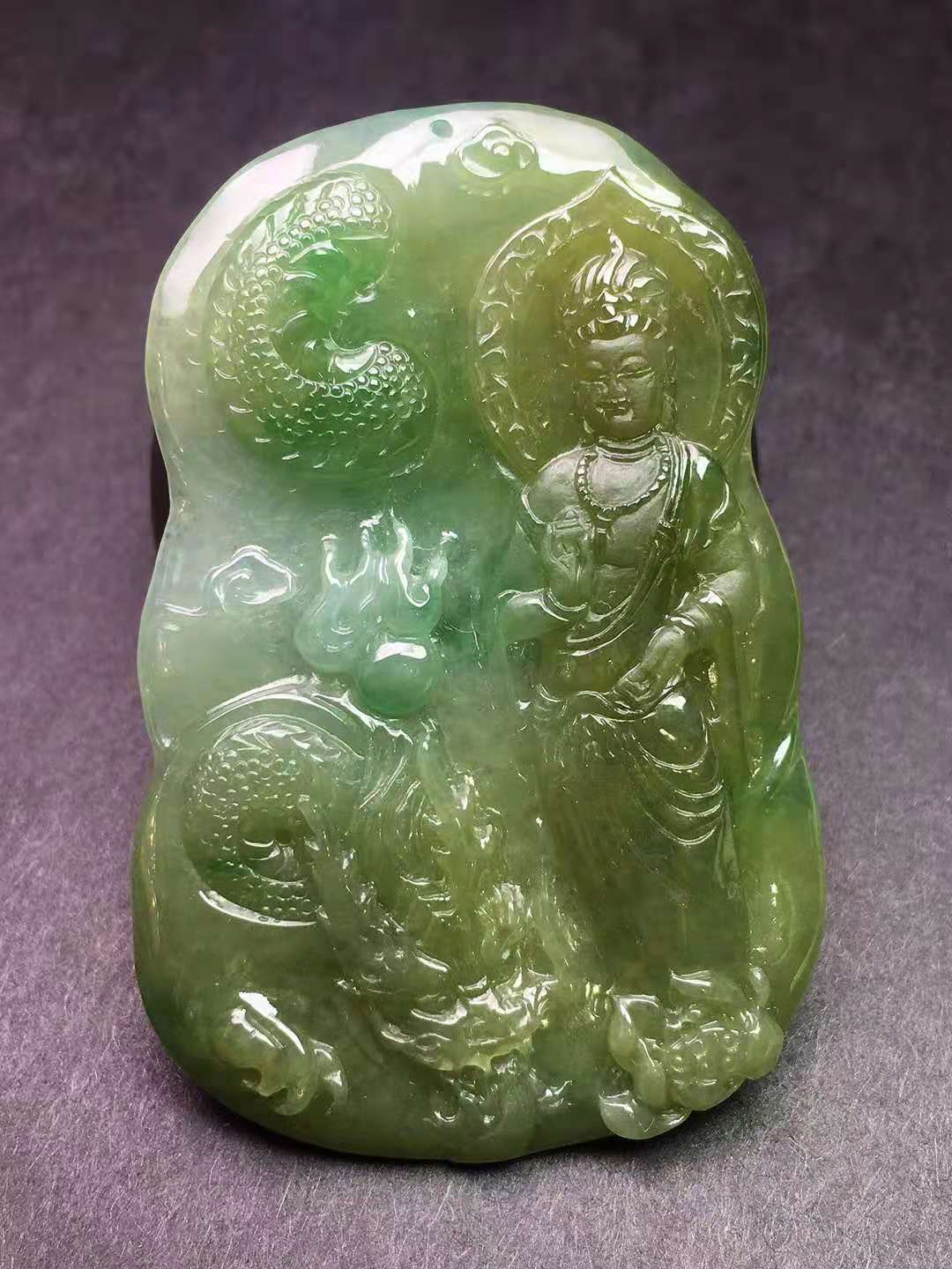 冰种黄加绿祥龙观音