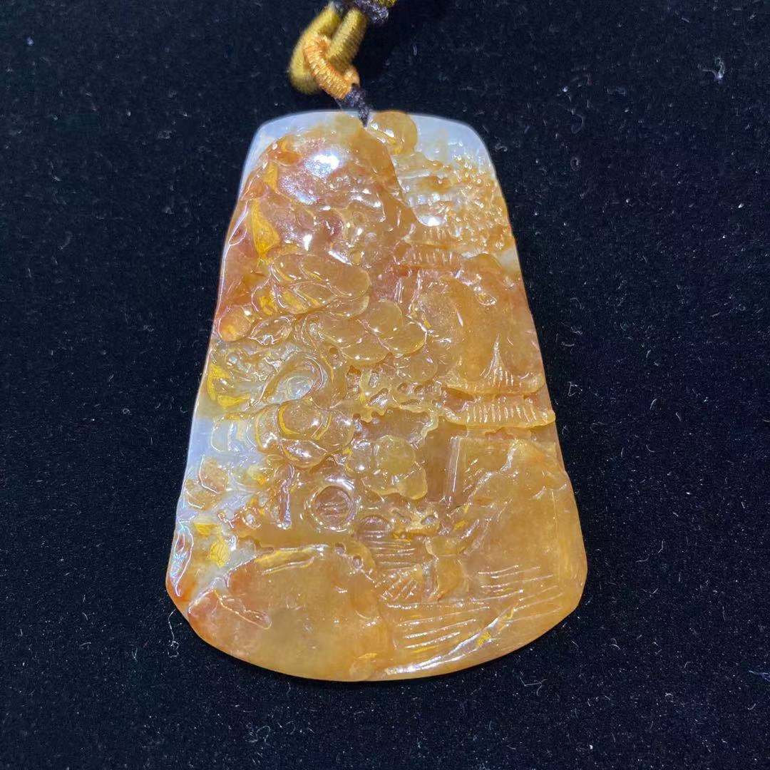 黄翡山水牌