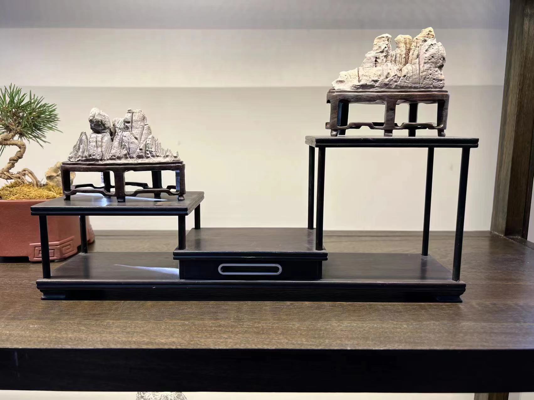 灵璧石含紫檀木博古架