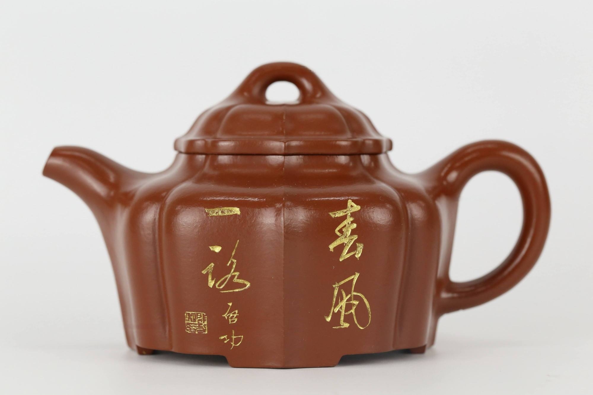 周建春 筋纹德中壶 朱泥