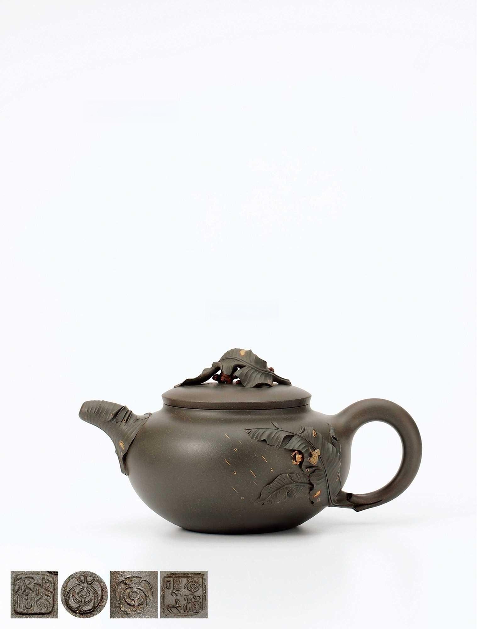 当代 李涵鸣制青灰砂听雨壶