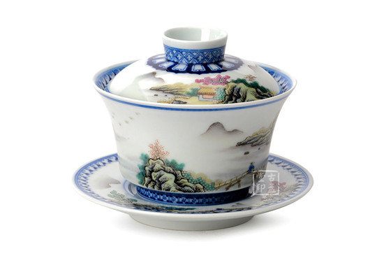 粉彩山水盖碗 [ 编号：68968 1.jpg