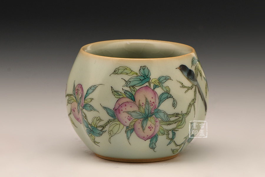 天青蒜头杯（绘画） [ 编号：79642.JPG